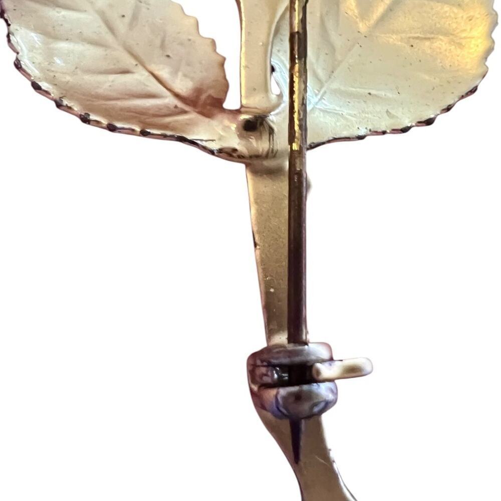 Vintage Gold Tone Rose Brooch - Picture 4 of 6